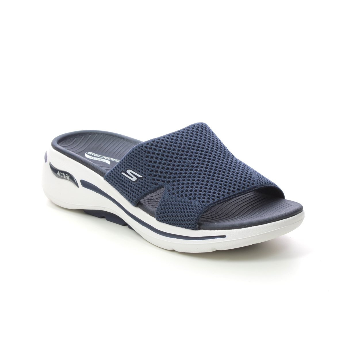 Skechers Arch Fit Worthy NVY Navy Womens Slide Sandals 140224