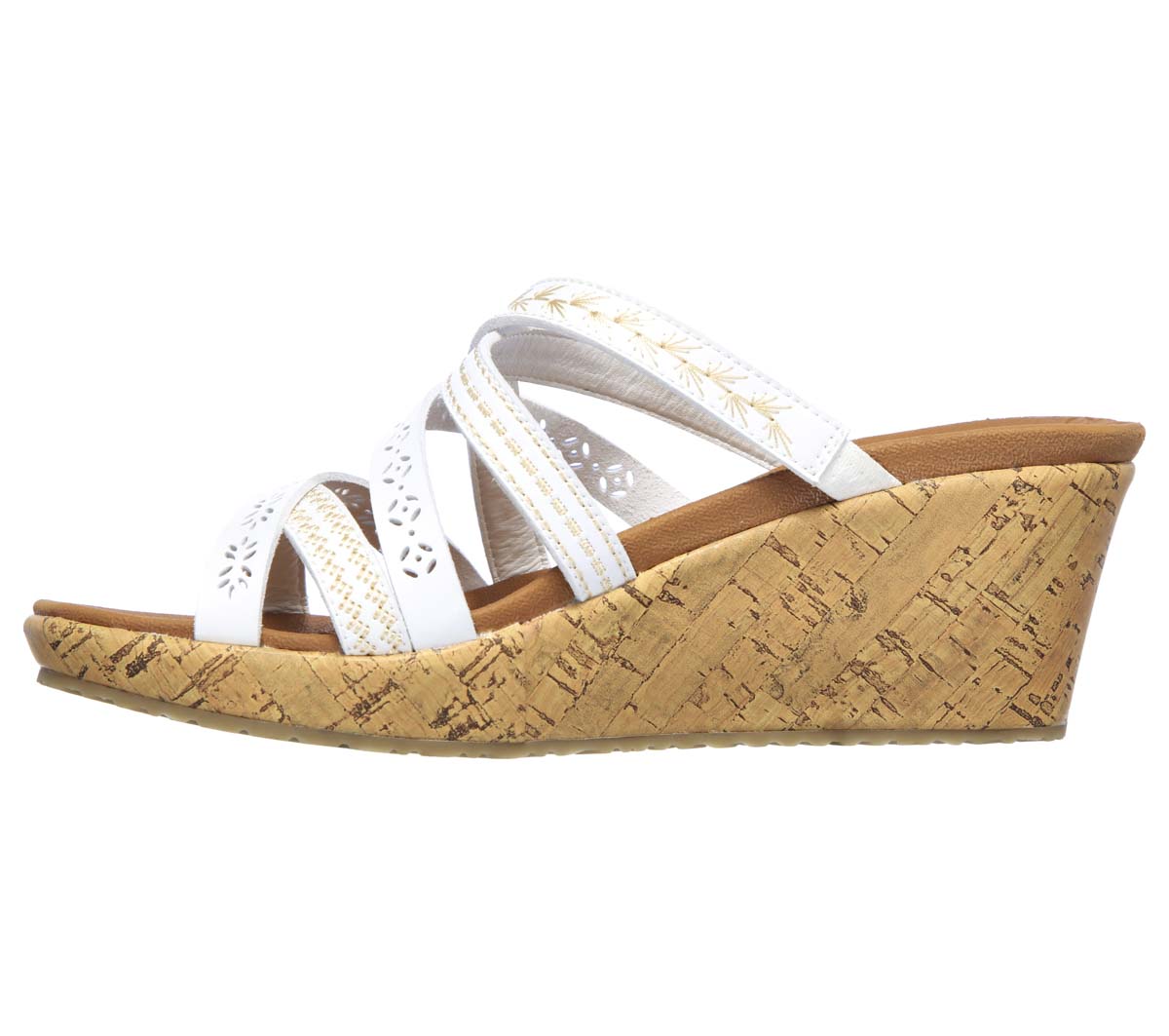 Skechers Beverlee Tiger Posse 31714 WHT White Wedge Sandals