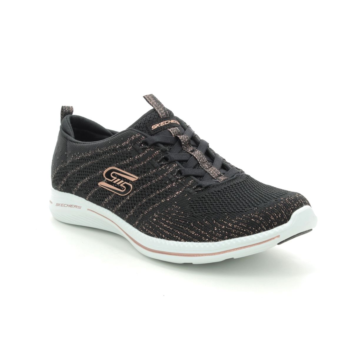 skechers black and gold trainers 
