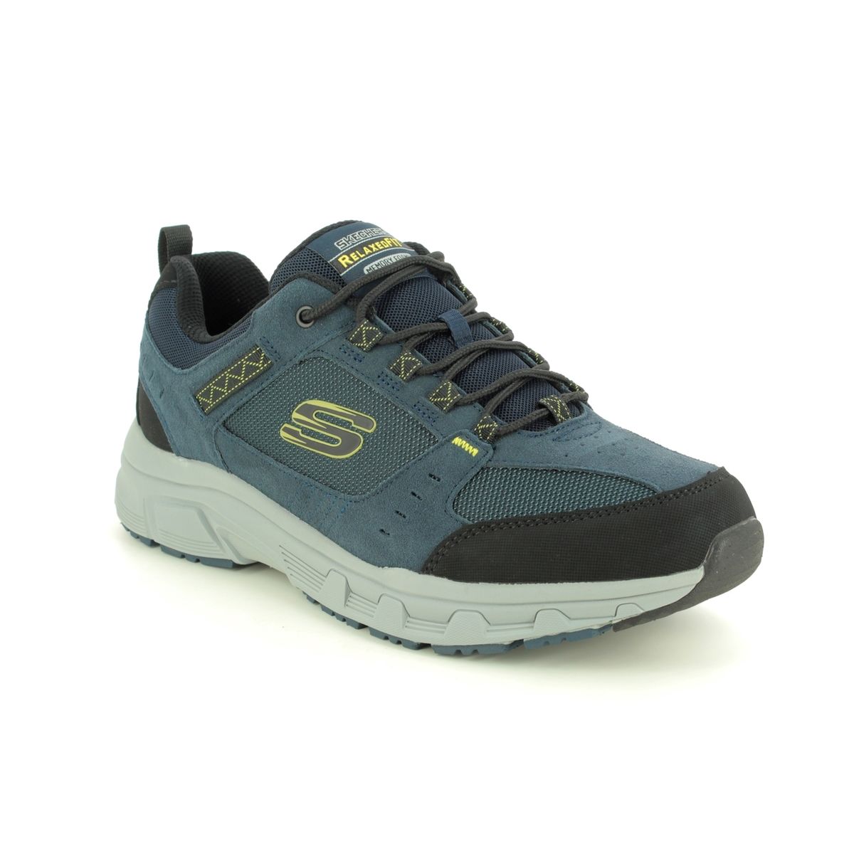 Skechers Oak Canyon Relaxed Fit Navy Mens NVLM Lime trainers 51893