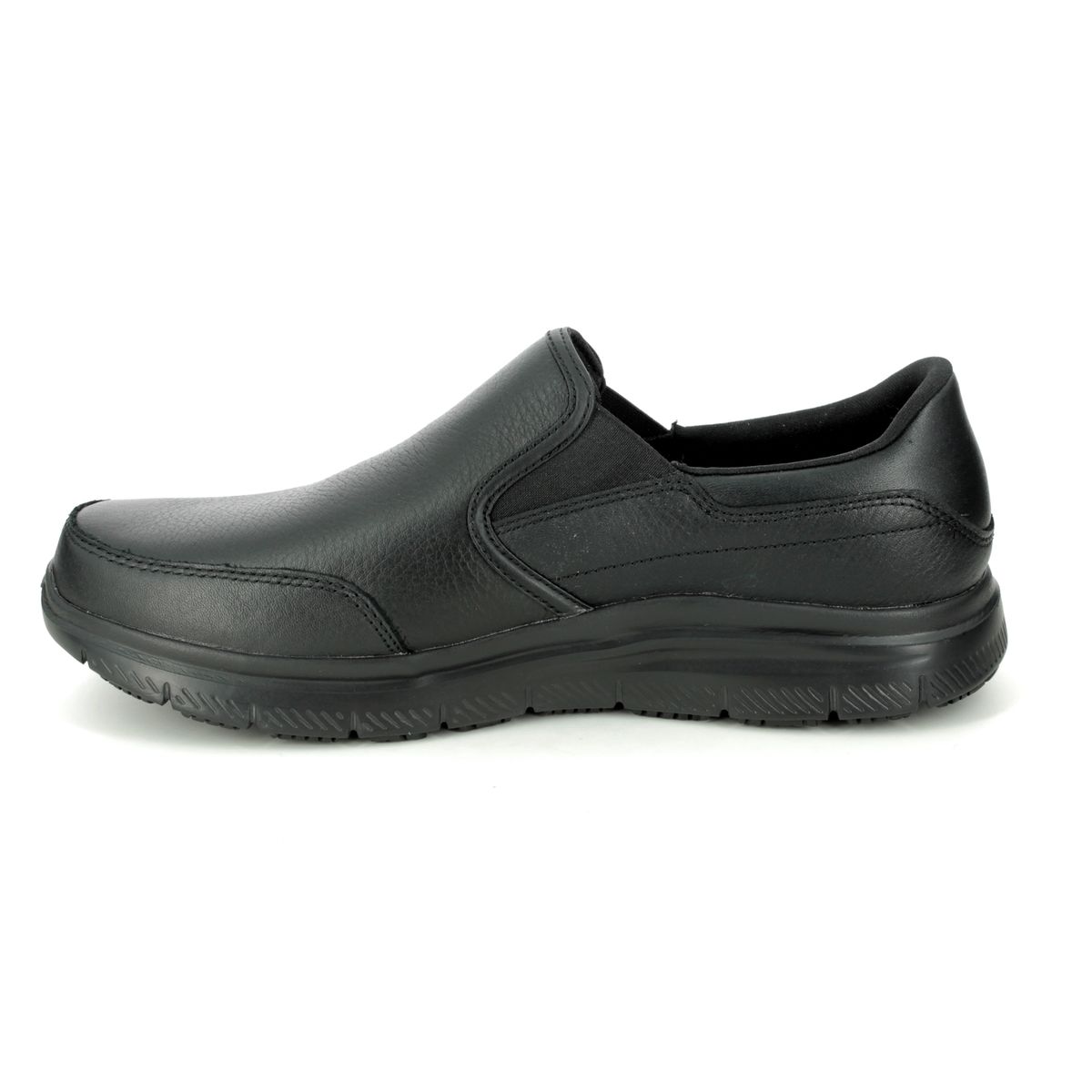 Skechers Work Leather Slip Resistant 77071EC BLK Black Slip-on Shoes